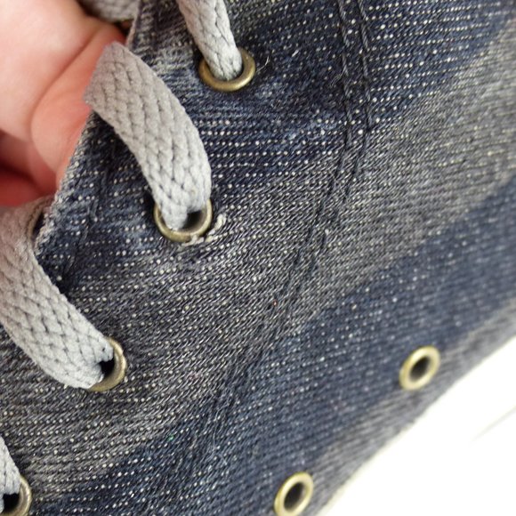 Converse Premium Post Hi Top Sneakers Women 9 Denim Blue Gray Stripes 139906C - Picture 7 of 15